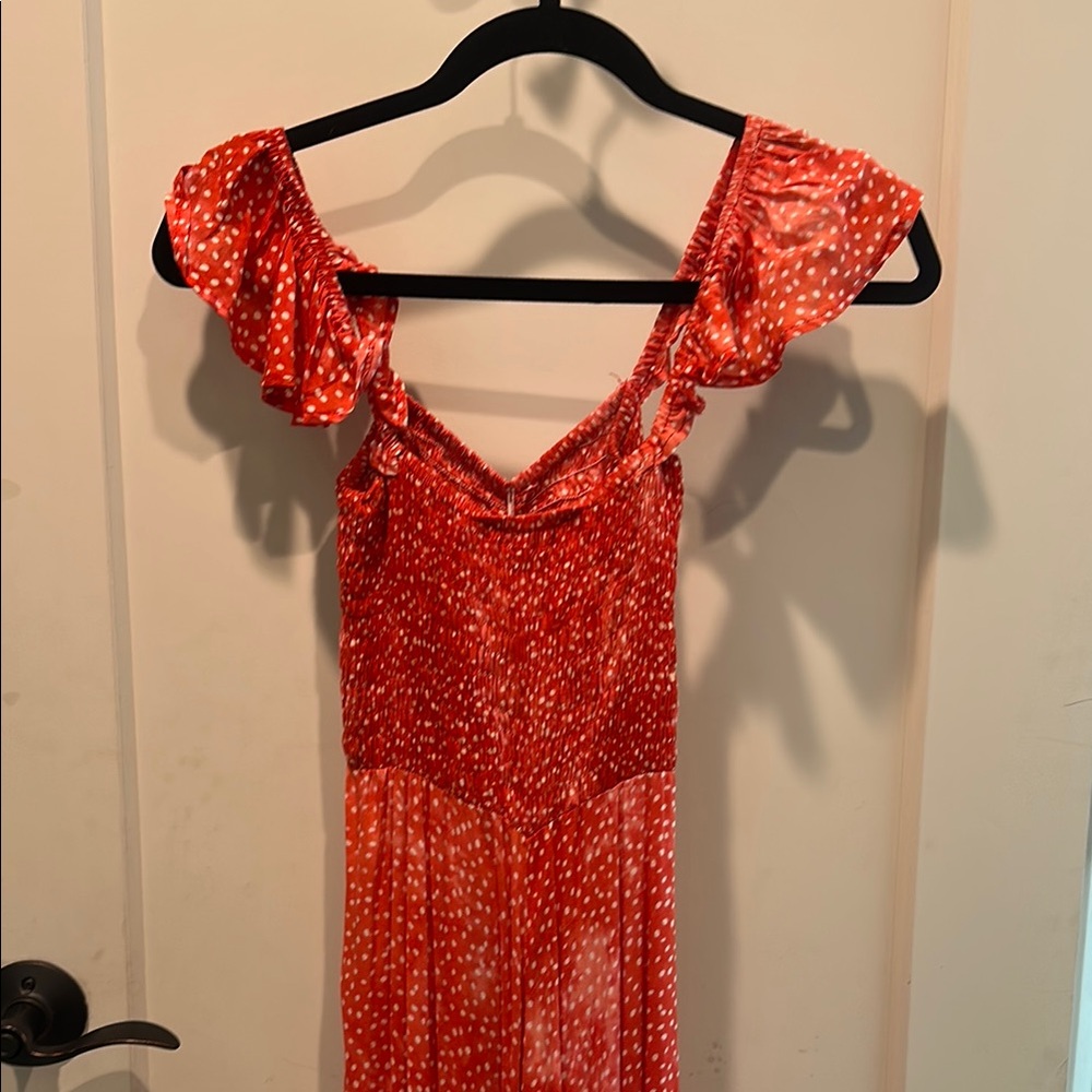 Red Polka Dot Dress with Ruffle Sleeves